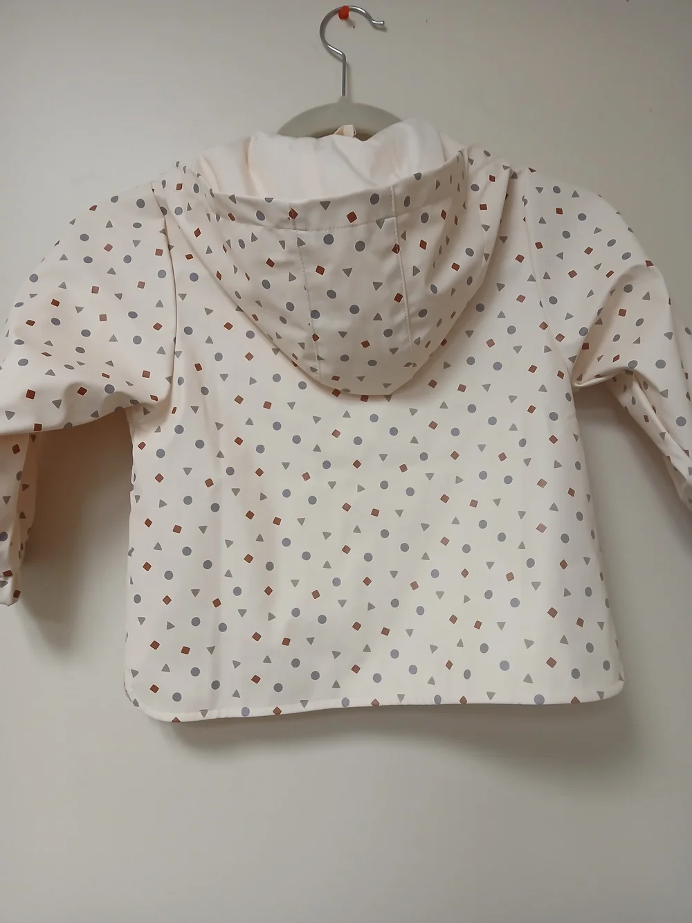 Quincy Mae Cream Rain Jacket with Geo Dot Pattern